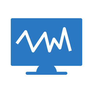 计算机屏幕，心图平面图标矢量插图