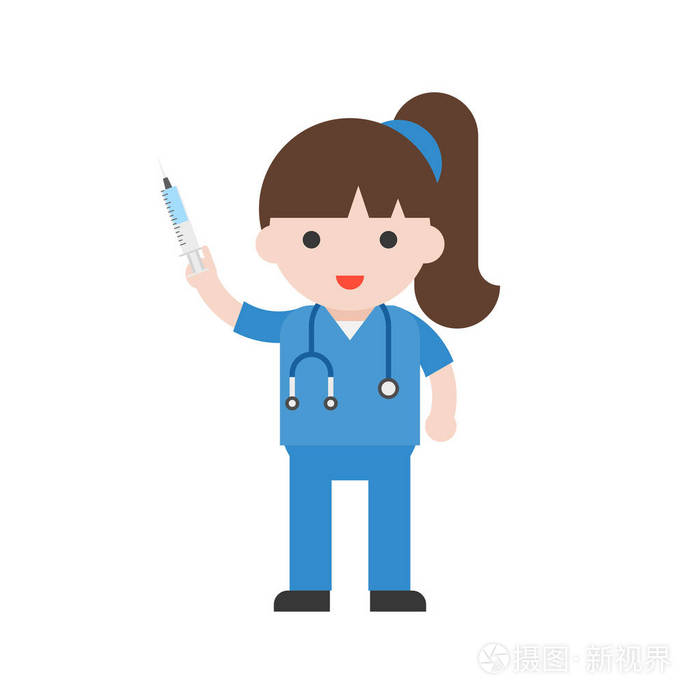 女性医生用注射器隔离白色