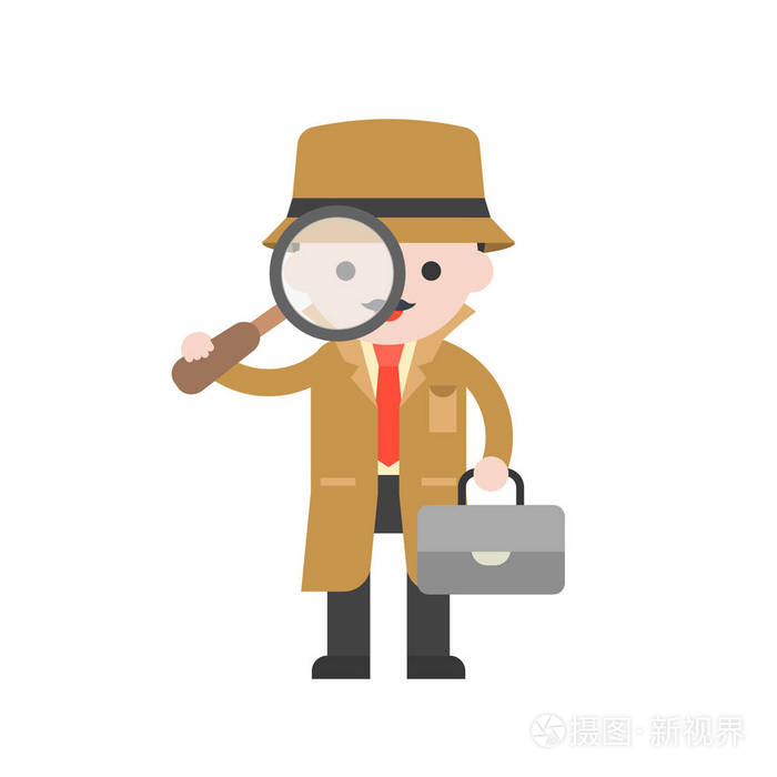 白色背景下侦探矢量插图