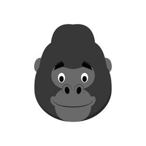 儿童卡通风格的大猩猩脸. 动物面孔矢量插图系列照片