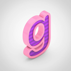 粉红色字母g小写，白色背景中分离出紫罗兰条纹