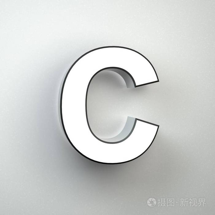 墙签字母c大写隔离在白墙上