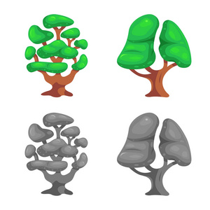 树和自然标志的向量例证。网树和皇冠股票符号的收集