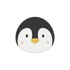 企鹅的脸儿童卡通风格的企鹅脸. 动物面孔矢量插图系列照片