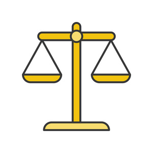 在白色上孤立的正义天平的简单金色图标照片