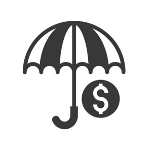 雨伞和美元标志矢量插图的简单图标