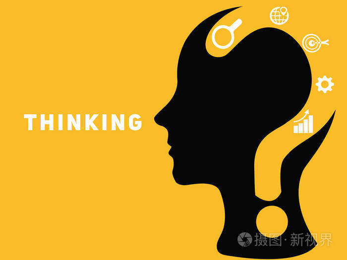 有多个手绘图标问号的大脑创意概念思考