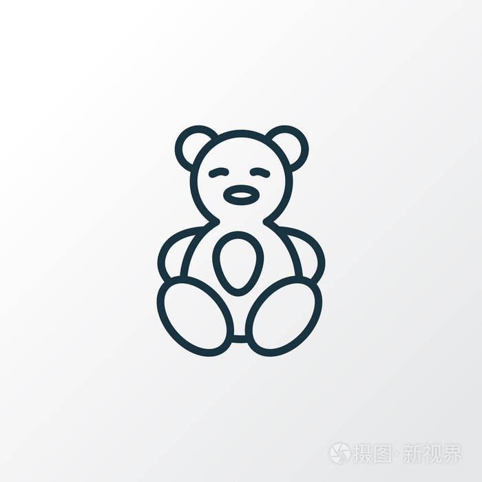 泰迪熊图标线符号.时尚风格的优质隔离软玩具元素