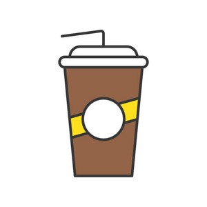 在白色背景上隔离的咖啡图标矢量插图