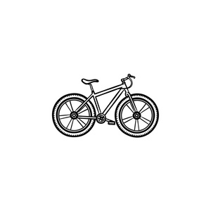 自行车手画轮廓涂鸦图标