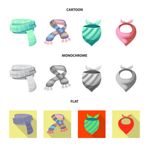 围巾和披肩标志的矢量插图。围巾和辅料的收藏向量插图