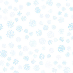 浅蓝色矢量无缝图案与圣诞雪花。 现代几何抽象插图与冰晶。 壁纸面料制造商的时尚设计。