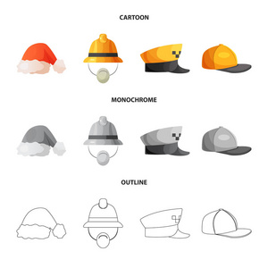 帽子和帽符号的矢量设计。套帽和附件股票矢量图
