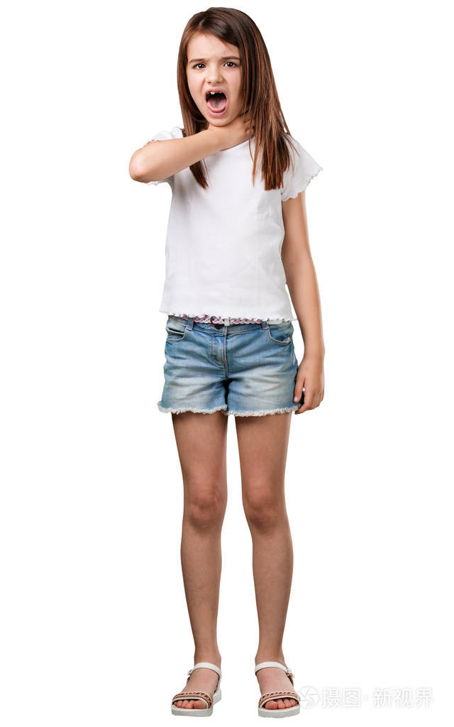 全身的小女孩焦虑,不知所措,焦虑,压力,痛苦的概念