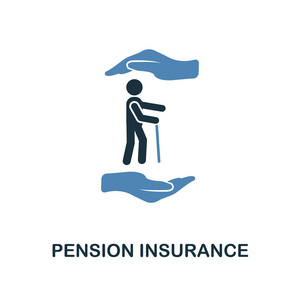 养老金保险图标在两种颜色的设计。从保险图标集合的线条样式图标。ui 和 ux. pixel 完美的保费养老保险图标。用于网页设计
