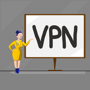 显示 Vpn 的文本符号. 概念照片通过配置的服务器重定向到 Internet 的连接