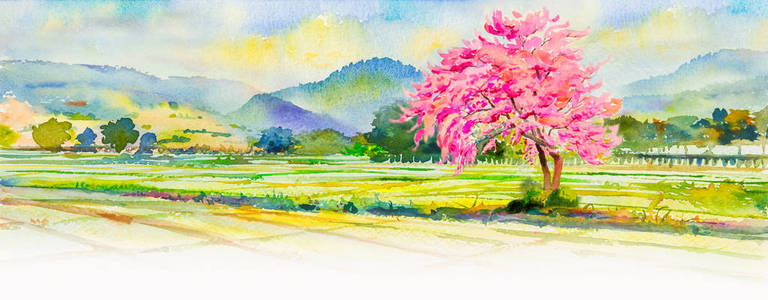 创意水彩风景画图片