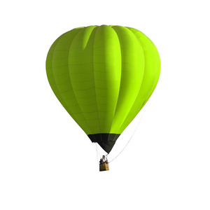 绿色热气球隔离在白色背景与裁剪路径。