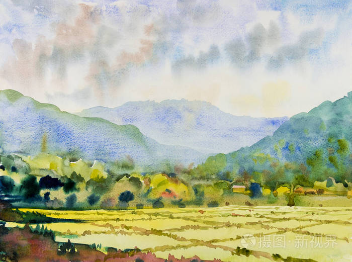 手绘美丽自然冬季泰国.