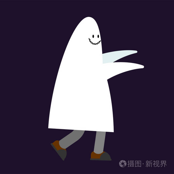 万圣节的服装鬼穿西装的家伙幽灵矢量插图