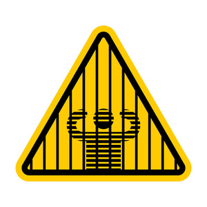 注意监狱。小心监狱。黄色路标。刑事警告