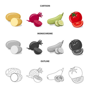 蔬菜和水果图标的向量例证。蔬菜和素食的集合向量例证