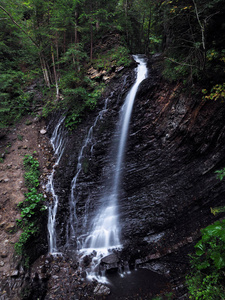瀑布在卡尔帕坦山脉的绿色多雨松林