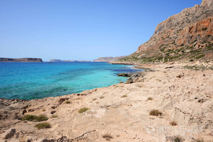 美丽的地中海景观与蓝色的海洋希腊