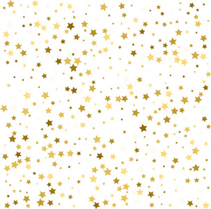 金色的星星。 五彩纸屑庆祝落下金色抽象装饰为聚会生日庆祝周年或活动节日。 节日装饰。 矢量插图