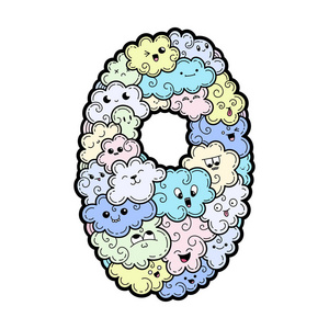 可爱的 monstred 数字, 数学符号照片