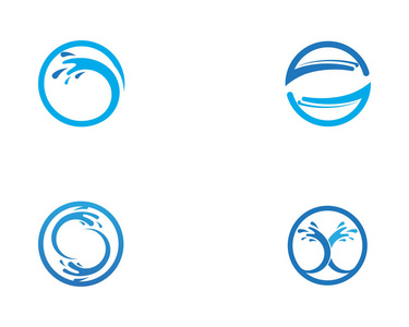 水波飞溅符号及图标标志模板