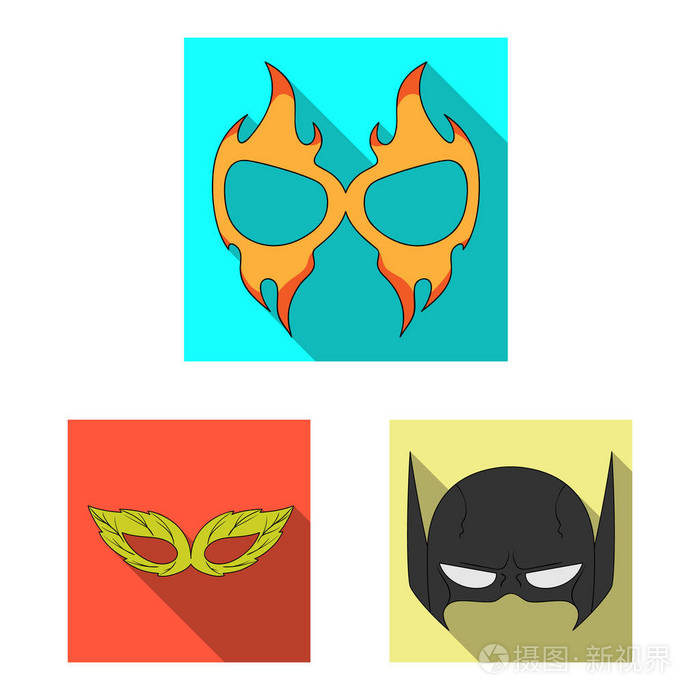 英雄和面具标志的矢量插图。 一套英雄和超级英雄股票符号的网络。