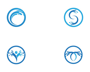 水波飞溅符号及图标标志模板