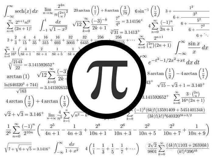 π符号数学常数无理数希腊字母和许多公式背景