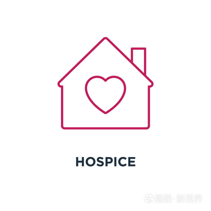 临终关怀图标保护概念符号设计爱屋矢量插图