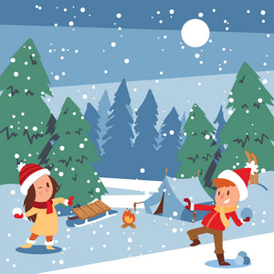 卡通新年冬季假期背景照片