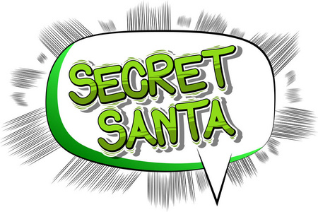 神秘圣诞老人矢量插图漫画风格短语。