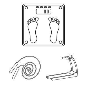 健身 和 属性 设置集合中用于设计的图标。健身器材矢量符号库存网站插图