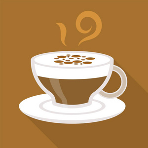 咖啡杯卡布奇诺矢量插图平面设计