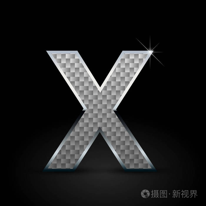 白色碳纤维字母x大写黑色背景