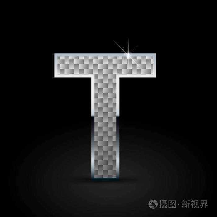 白色碳纤维字母t大写黑色背景