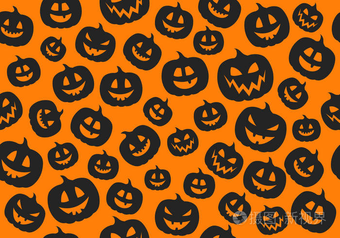 万圣节无缝图案与南瓜矢量