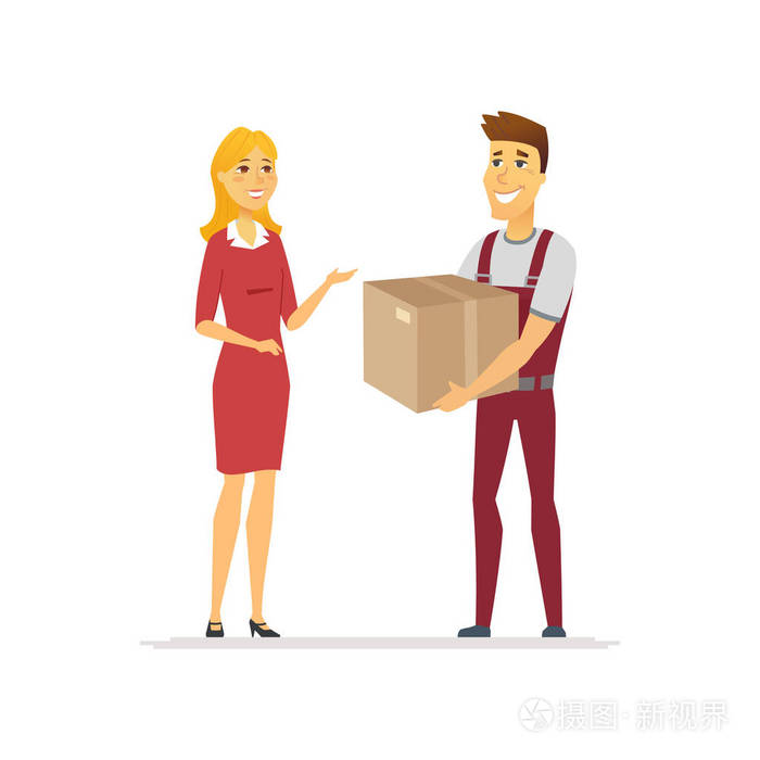 递送服务卡通人物人物孤立插图
