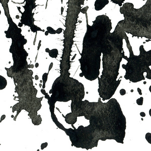 抽象的黑色油漆飞溅纹理在白色背景上