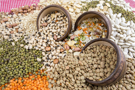  mixed raw legumes, background