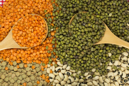  mixed raw legumes, background