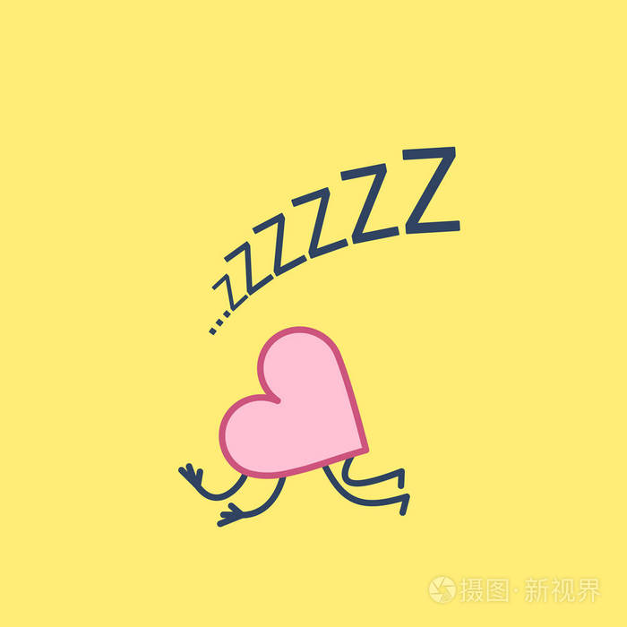 黄色背景上带有zzz字母图标的睡心