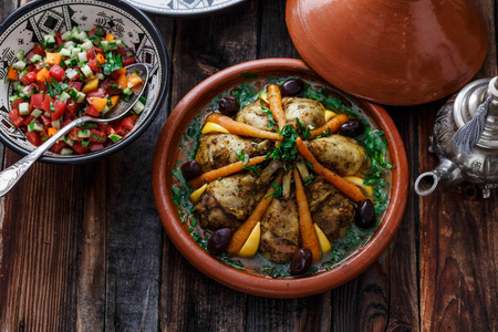 tajine 鸡肉, 摩洛哥菜, 接近视野