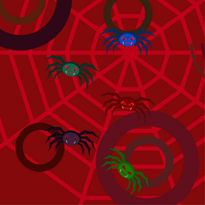 万圣节插图，蜘蛛的矢量背景