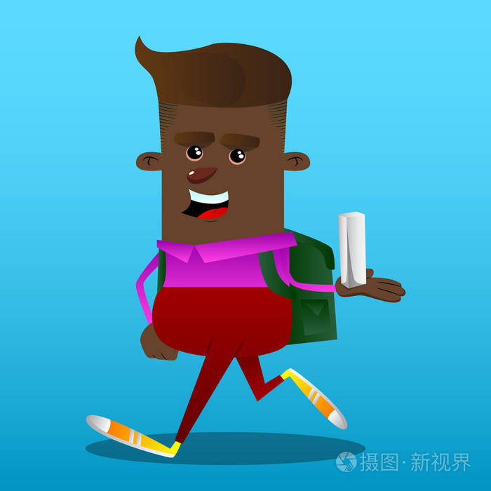 小学生拿着白色的高盒子矢量卡通人物插图